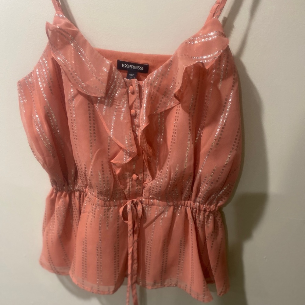 Express pink shimmering peplum top